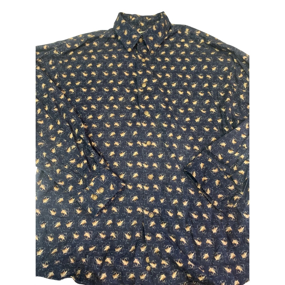 Men's Crossings L/G Button Down Shirt, Fishing Lure all over Print, Short Sleeve